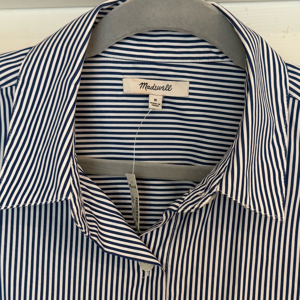 Madewell Navy and White Pinstripe Shirt - Picture 2 of 9